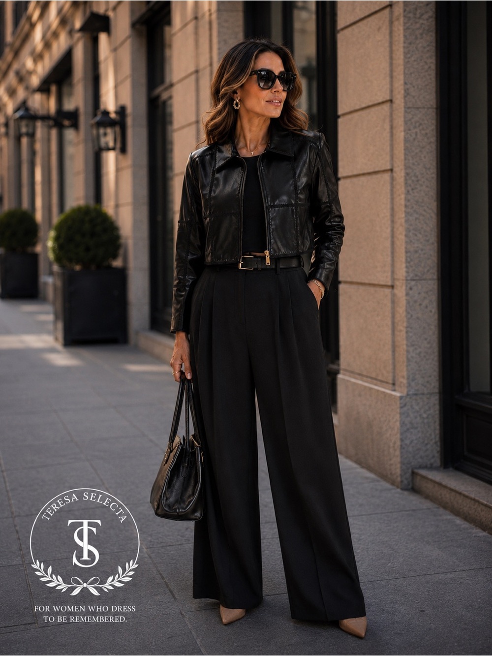 NWT Adore Faux Leather Panel Stitch Cropped Jacket Black Size L